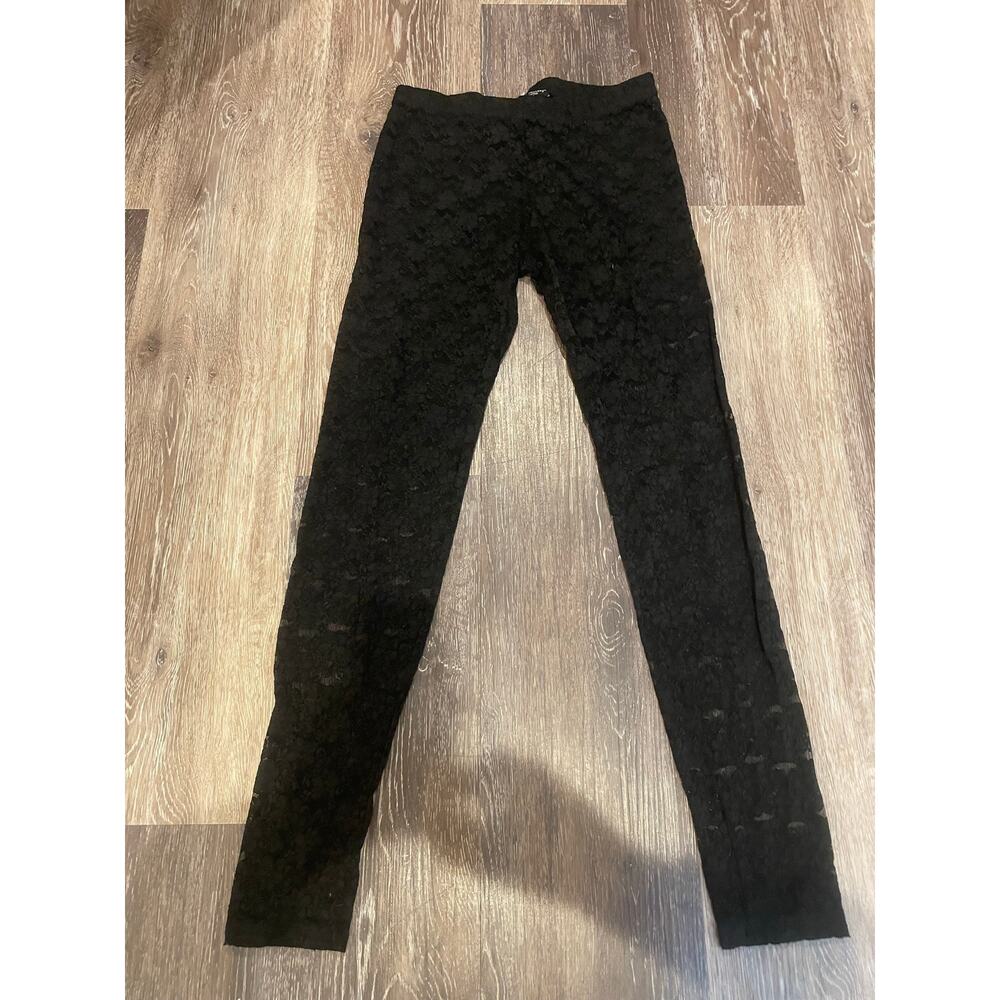 vintage y2k paper tag black lace leggings
